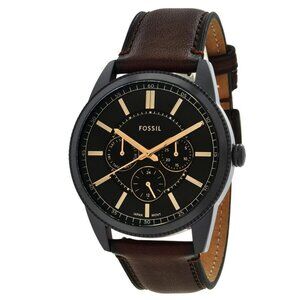 NWT Authentic Fossil Pearson Multifunction Quartz Black Dial Men's Watch